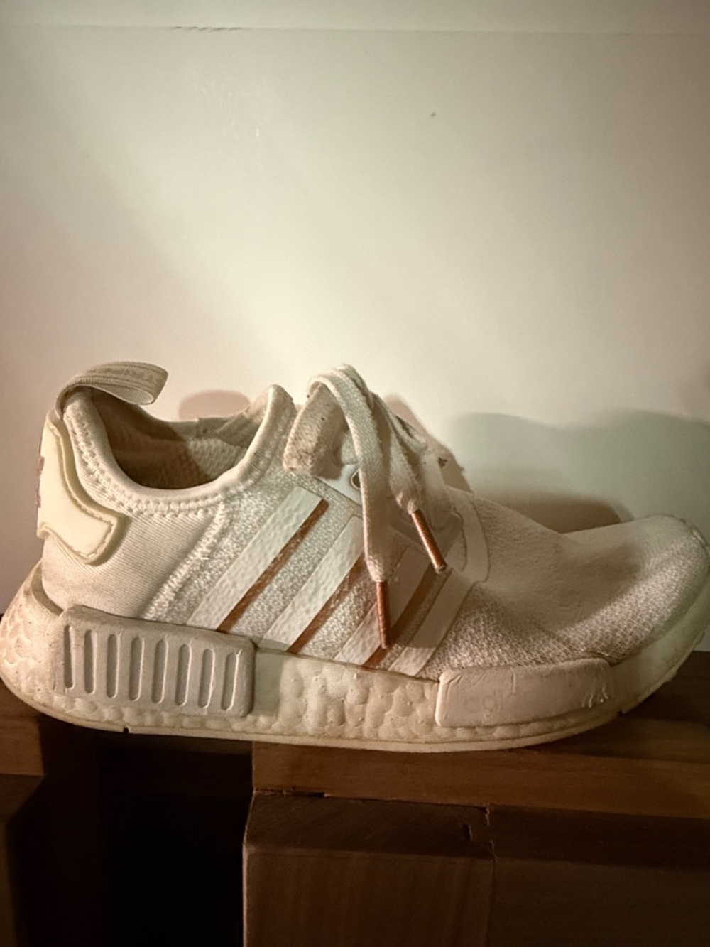 Kids White Athletic Sneakers with Rose Gold Accents